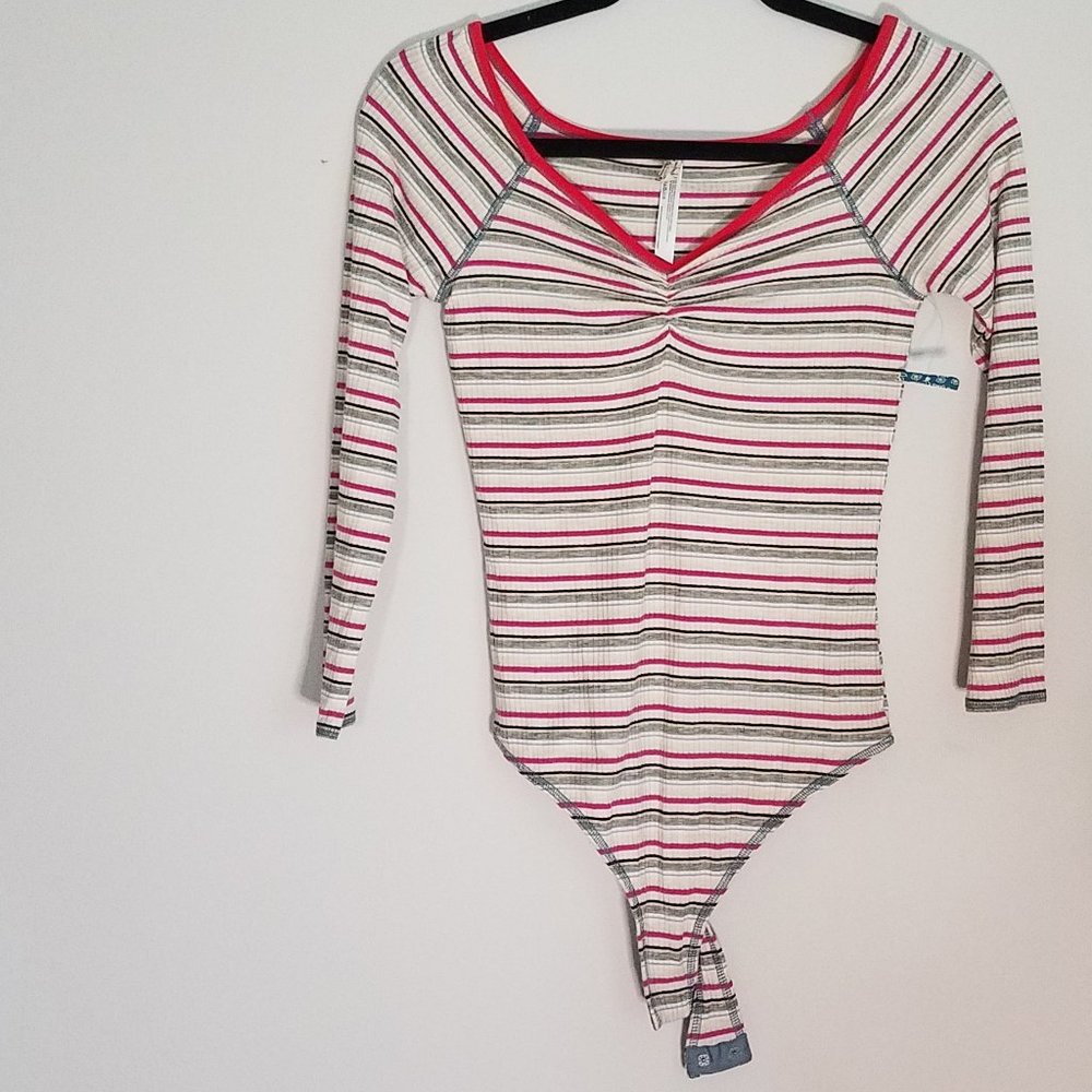 Free People Striped Bodysuit -Small